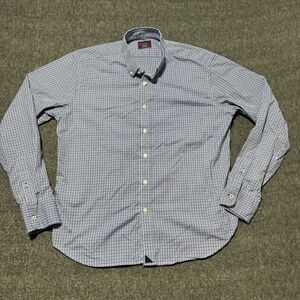 UNTUCKit Medium Blue Check Plaid Shirt Long sleeve Button Up